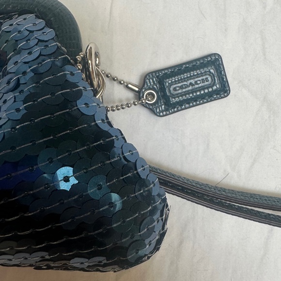 COACH Blue Sequin Wristlet Clutch - Picture 4 of 4